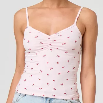 Cherry Print V-Neck Cami Crop Top: Easy Summer Outfit Win