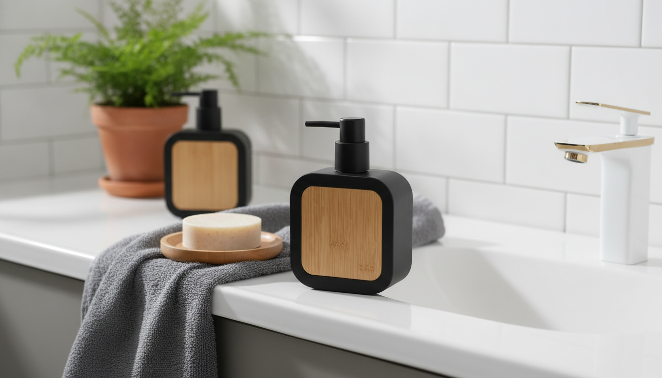 Bamboo Accent Soap Dispenser: Sink-Side Style Upgrade