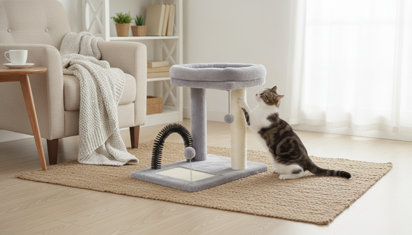 Compact Cat Tree Tower: Sisal Scratching + Toys