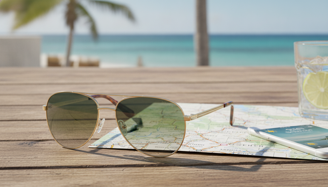 Guess Men’s Gold Sunglasses with Green Gradient Lenses