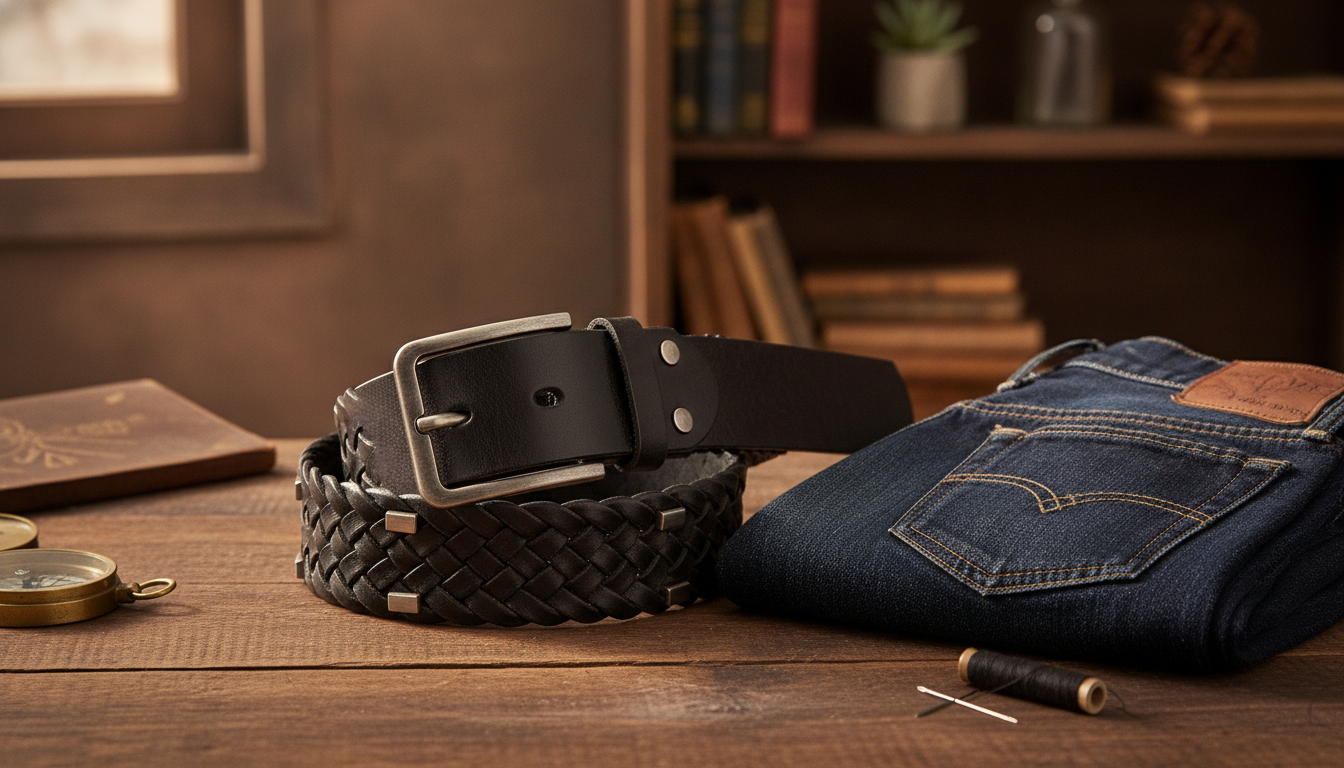Retro Woven Leather Belt (1.25 Inch) for Men