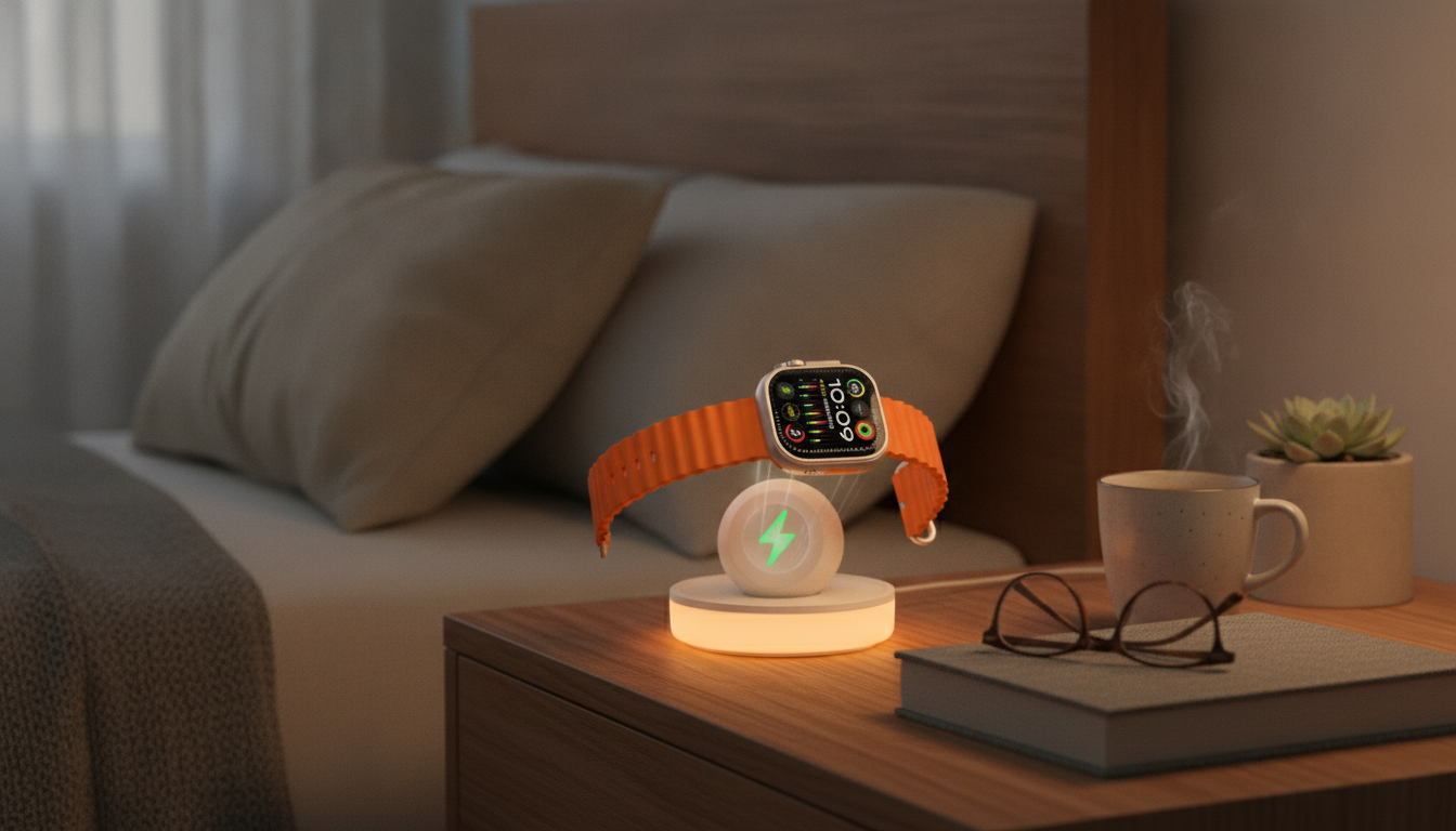 Portable Apple Watch Magnetic Stand with Adjustable Light