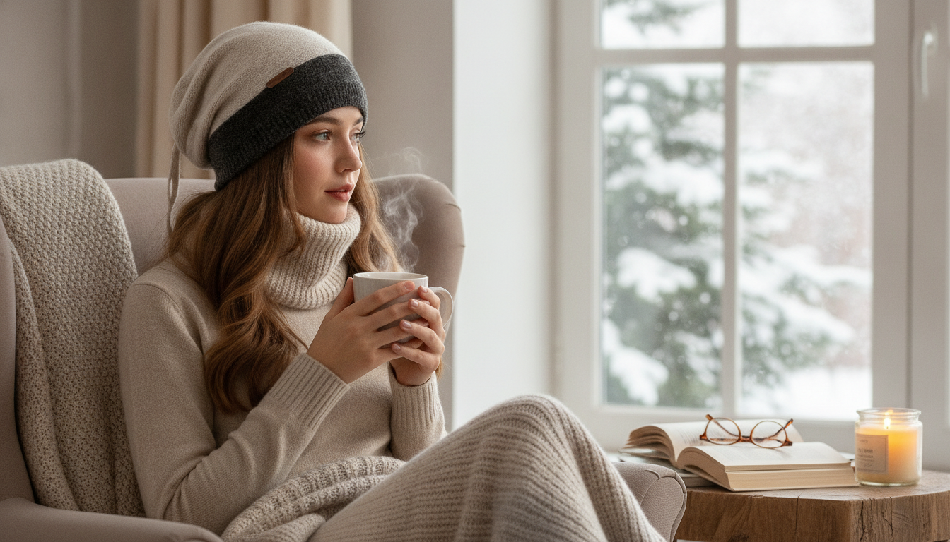 Women’s Wool Beanie with Ear Cover + Neck Warmer