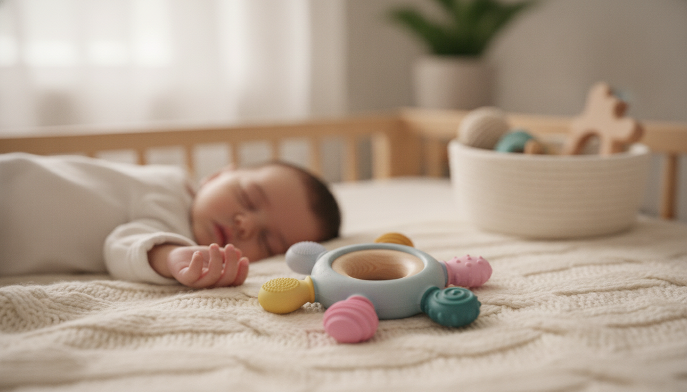 Silicone + Wooden Ring Baby Teether: BPA-Free Comfort