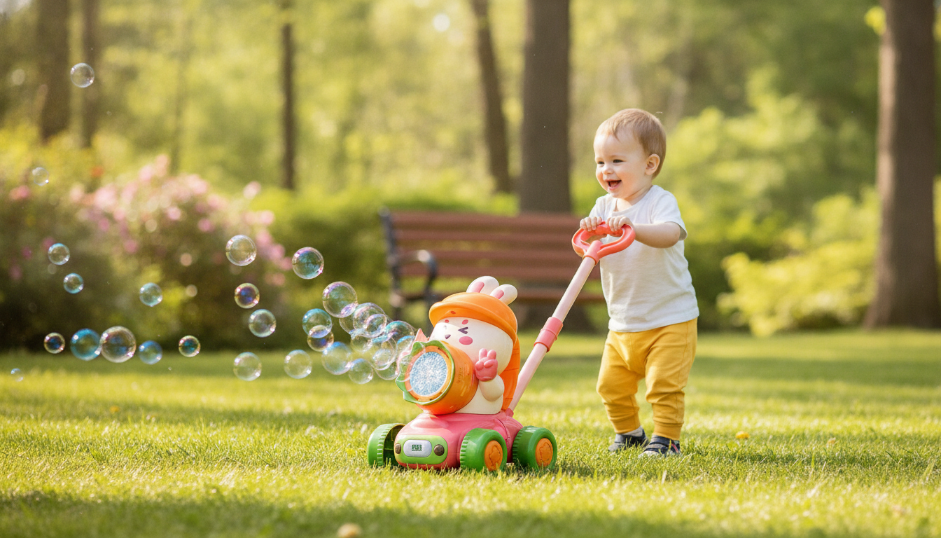 Rabbit Bubble Trolley for Kids: Outdoor Push Toy Fun