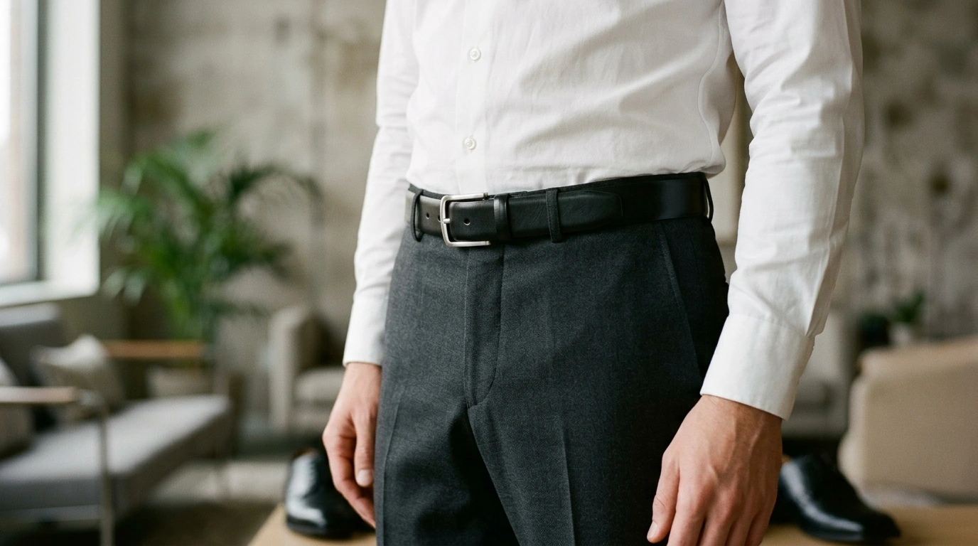 Guess Men’s Black Leather Belt: Sharp, Versatile Style