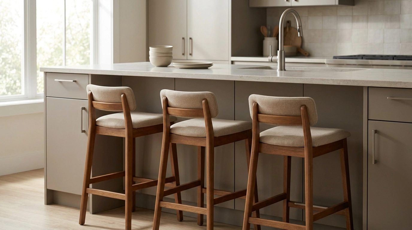 Modern Counter-Height Stools: Cushioned, Clean-Lined Comfort