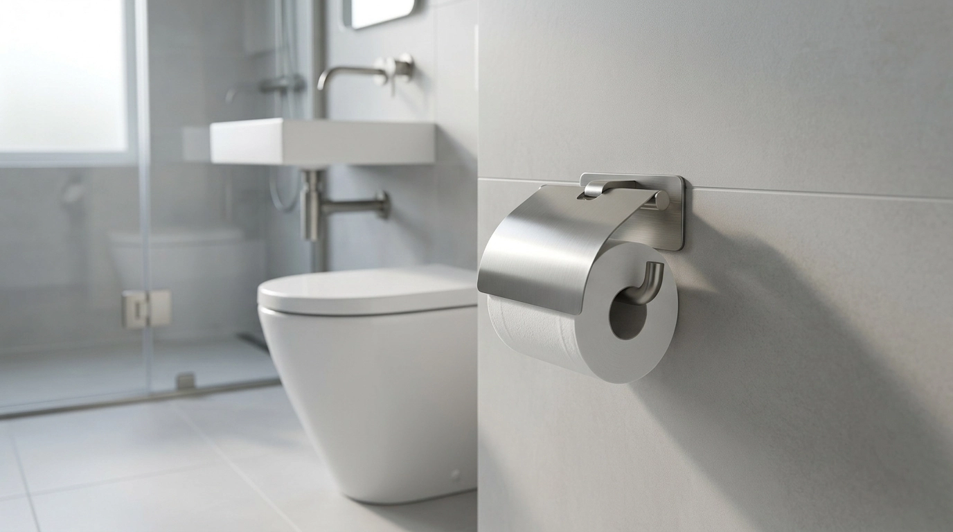Stainless Wall-Mount Toilet Paper Holder: Clean & Strong