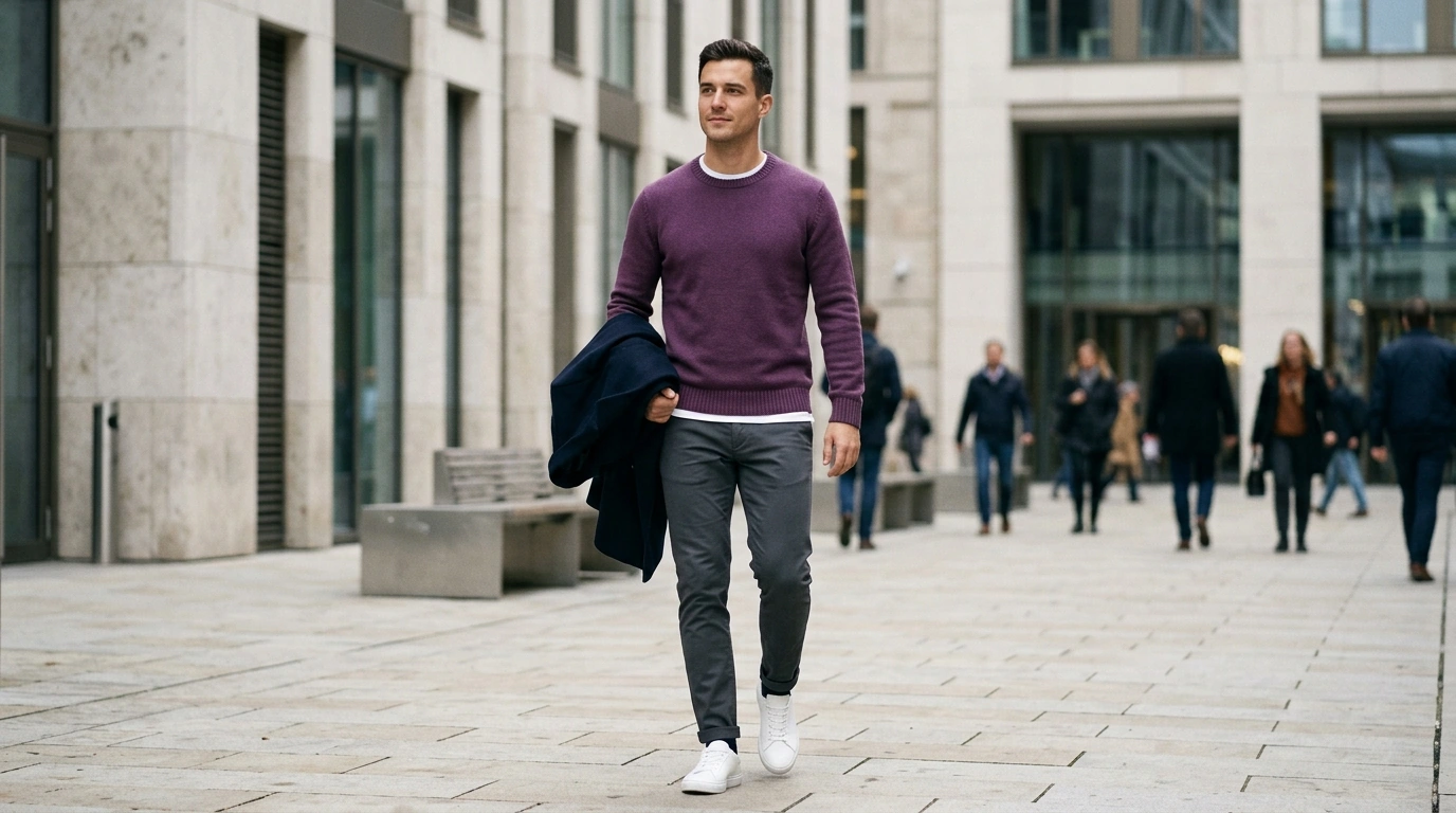 Armani Exchange Men’s Purple Knitwear: Style & Fit Tips