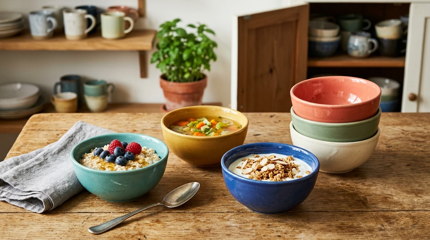 Colorful 4.7" Ceramic Soup Bowls: 6 or 12-Piece Set