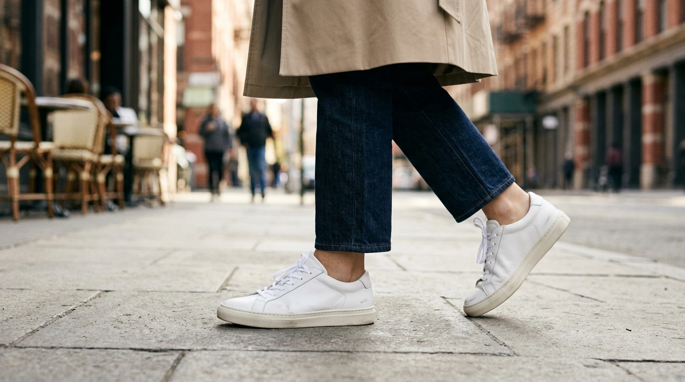 Crime London Women’s White Leather Sneakers: City-Ready