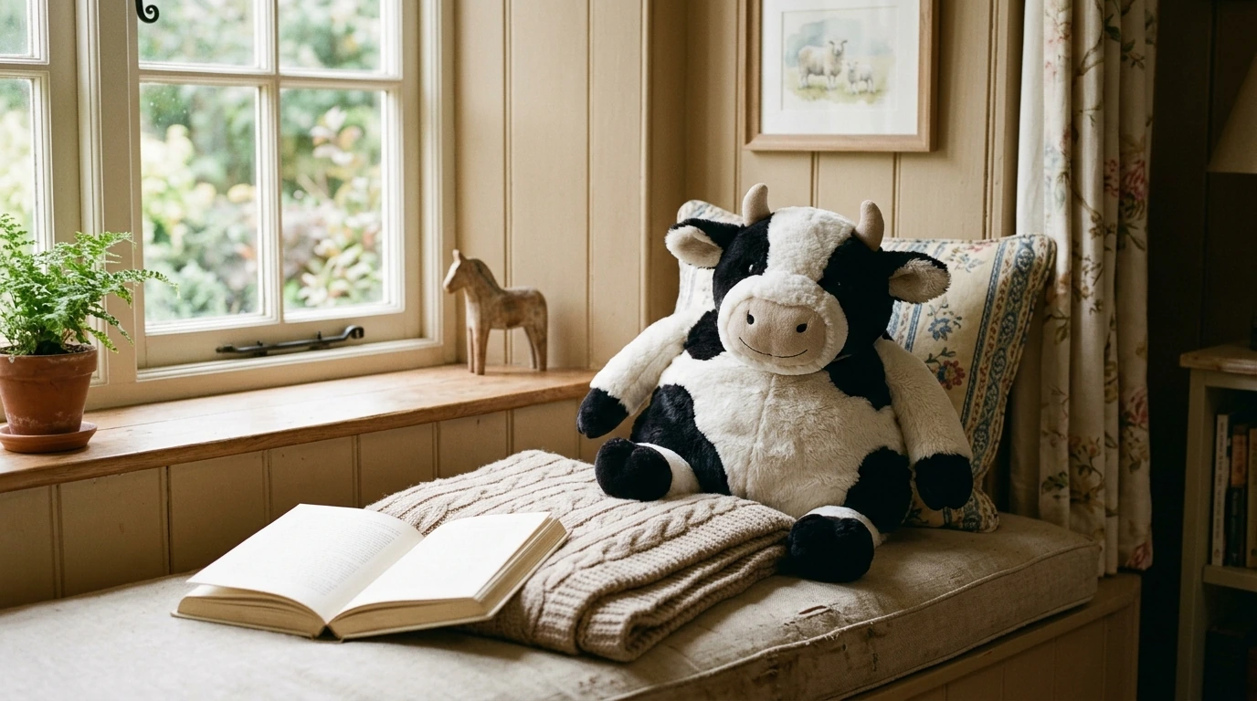 Realistic Plush Cow Pillow Toy: Soft Fluffy Cuddle