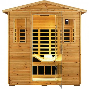 Outdoor 3-Person Infrared Sauna: Red Light + Foldable Seat